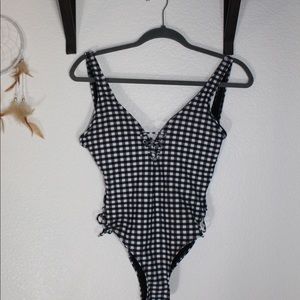 One piece bathing suit.